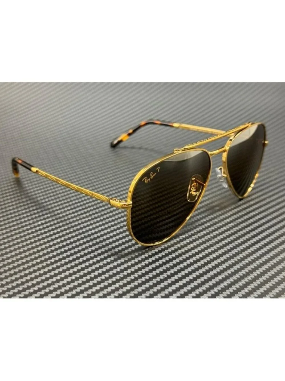 New Ray Ban Men Gold Sunglasses 58-14-135